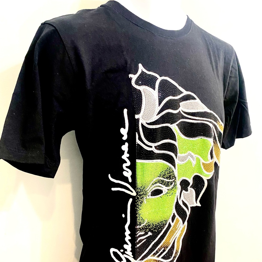 Versace Black and Green Medusa Tee